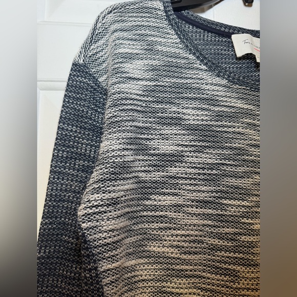 Two By Vince Camuto 2 In 1 Sweater Navy Silver & White Tweed Medium Preppy - Picture 3 of 8